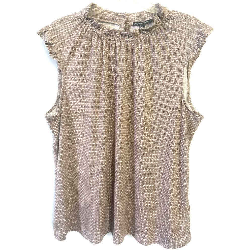 ADRIANNA PAPELL Tops Women’s Size XLarge Sleeveless Blouse Beige Round Neck NEW